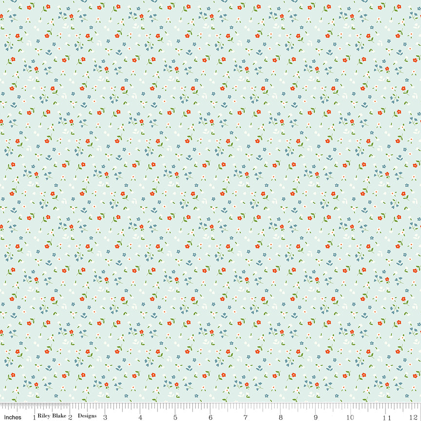 Cotton Nook Flowers Bleached Denim