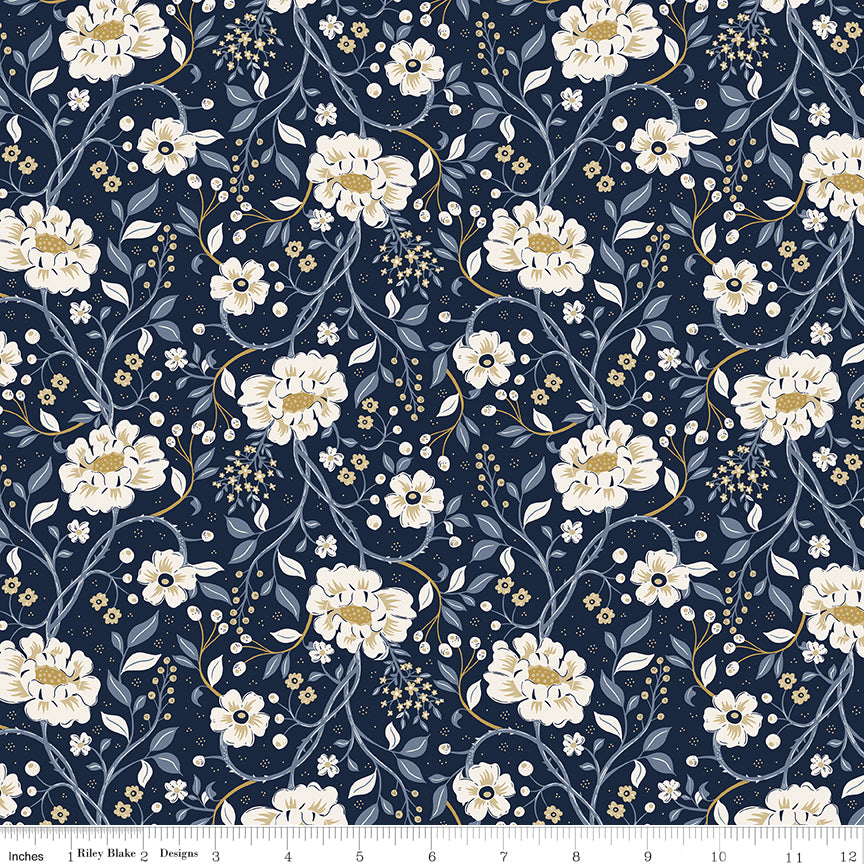 Before the Bloom Main Indigo Yardage