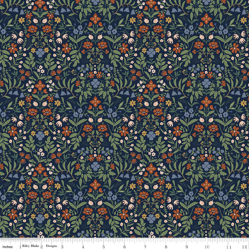 Before the Bloom Iris Indigo Yardage