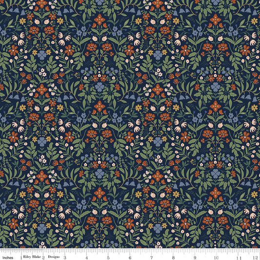 Before the Bloom Iris Indigo Yardage