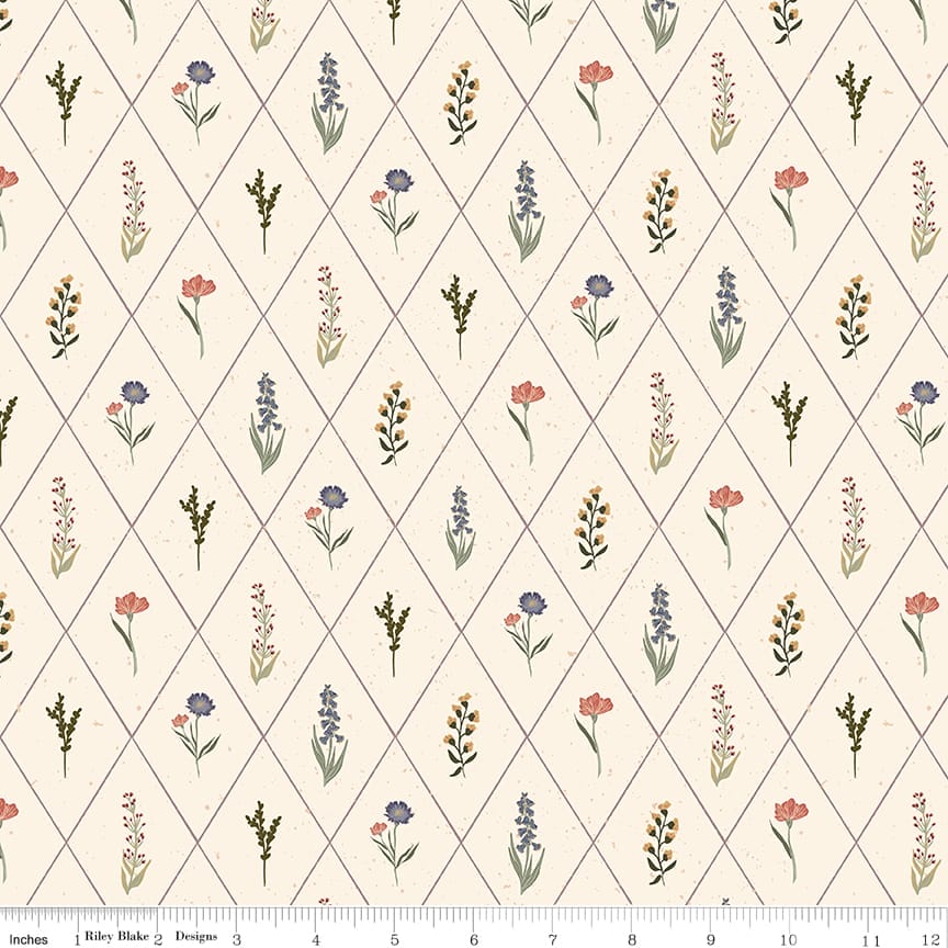 Hedgerow Haven Floral Argyle Cream