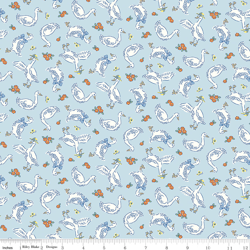 Traditional 30's Geese Blue Yardage