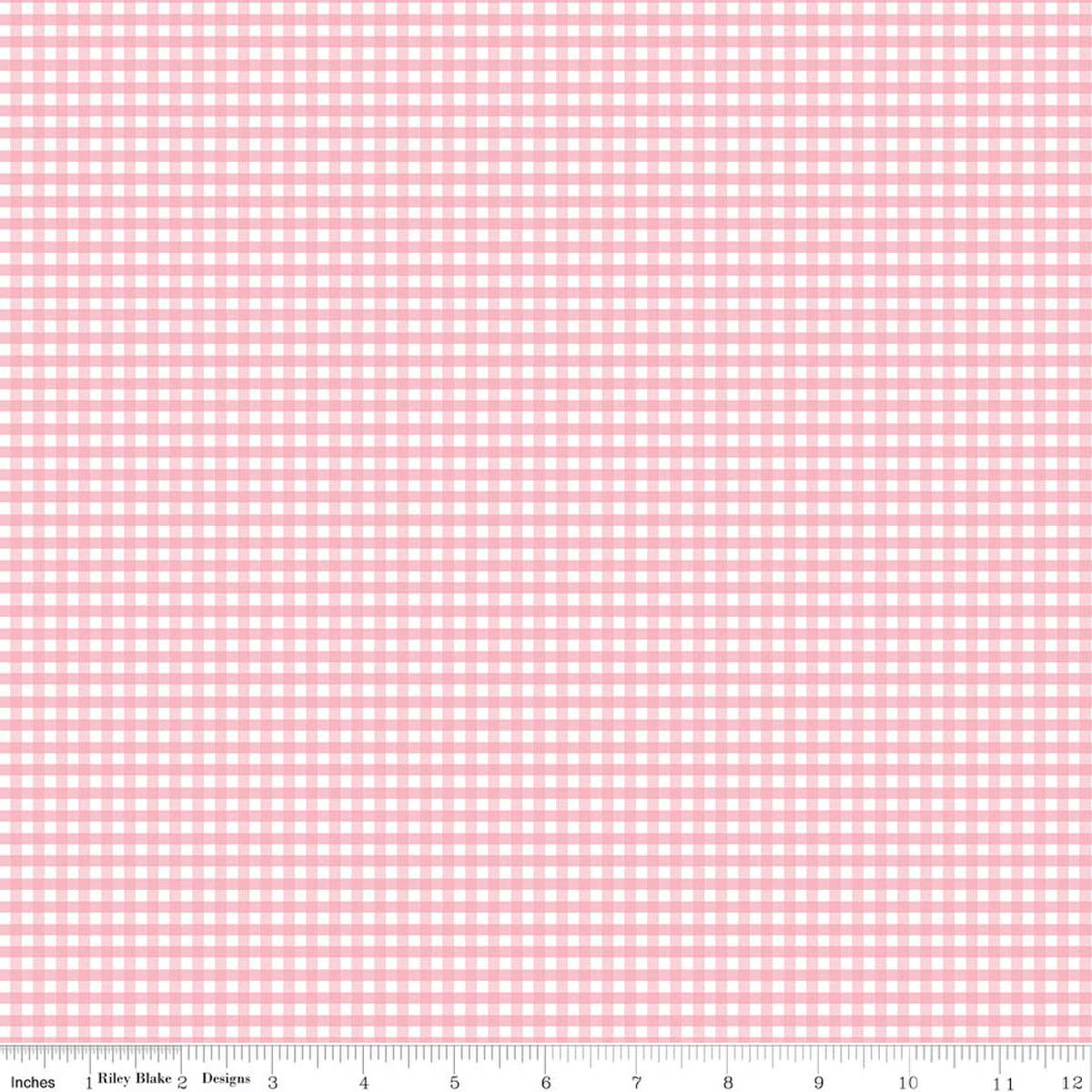 1/8" small gingham fabric in Baby Pink