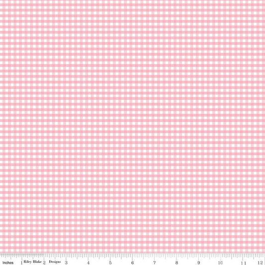 1/8" small gingham fabric in Baby Pink