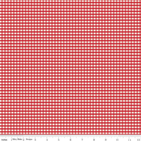 1/8 Inch Small Gingham Red