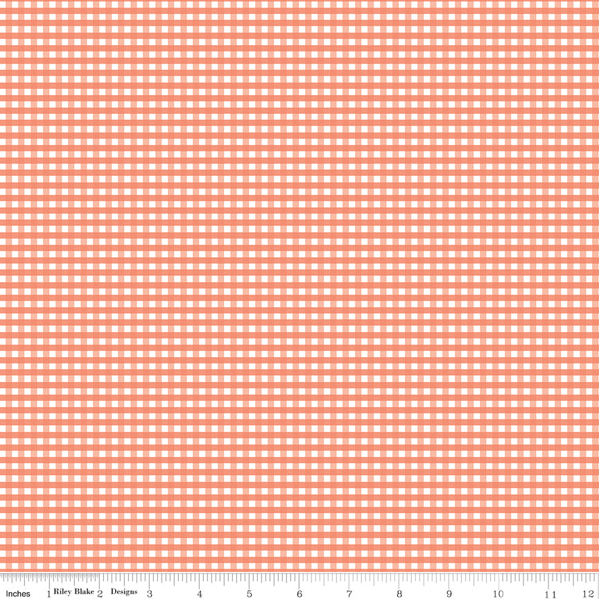 Small Gingham Salmon Yardage