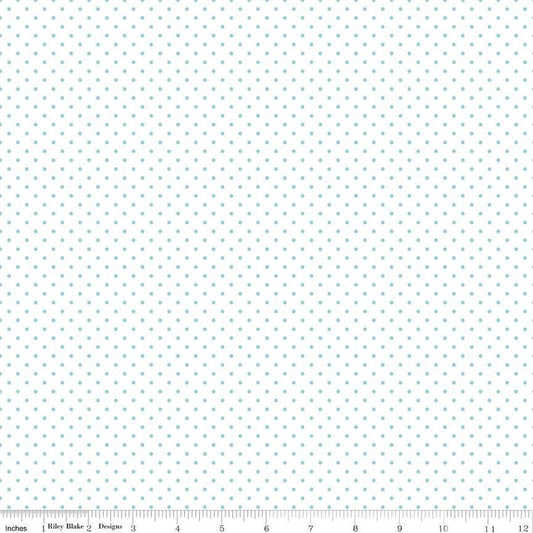 Swiss Dot On White Aqua