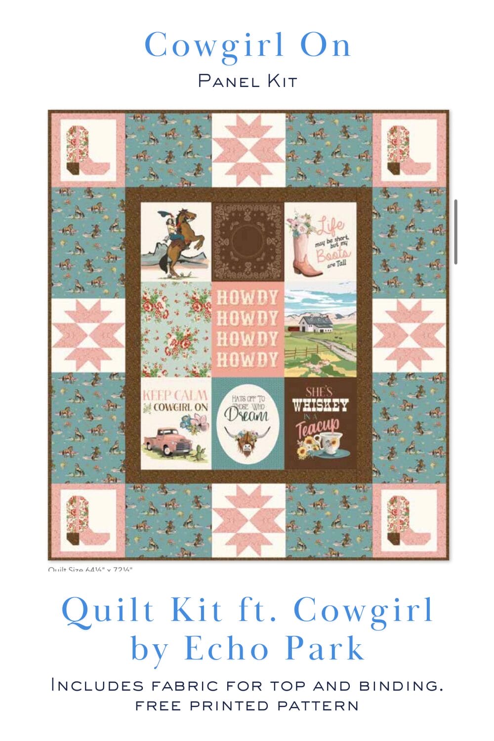 Cowgirl On Quilt Kit – Cowgirl Fabric Collection by Echo Park