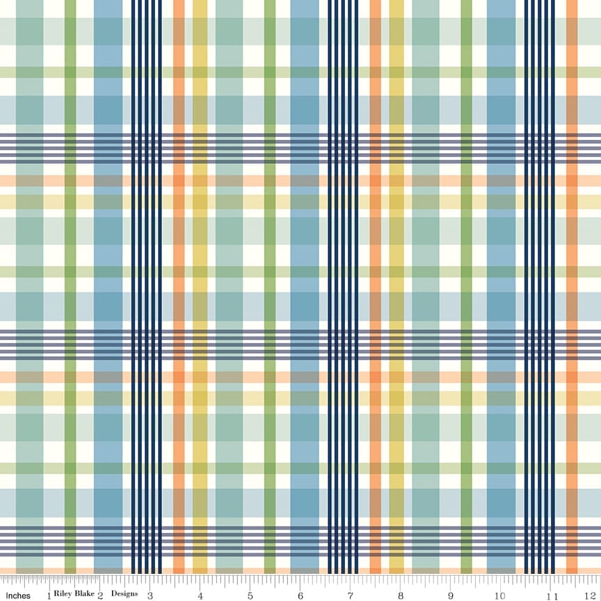 Love You to the Moon Plaid Blue