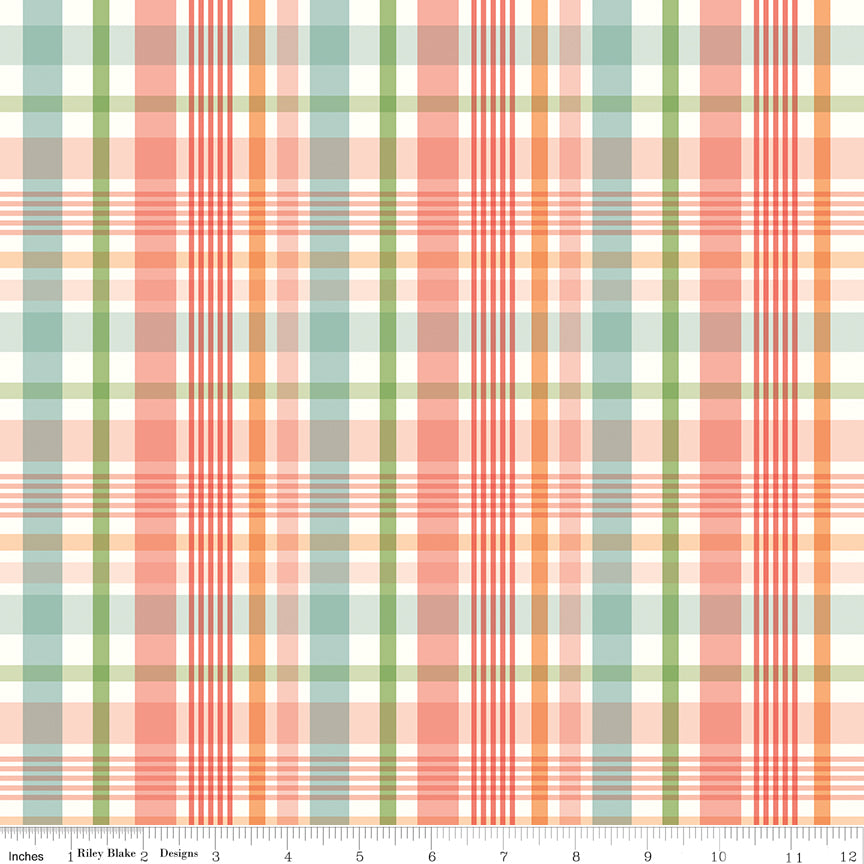 Love You to the Moon Plaid Multi Flannel Yardage