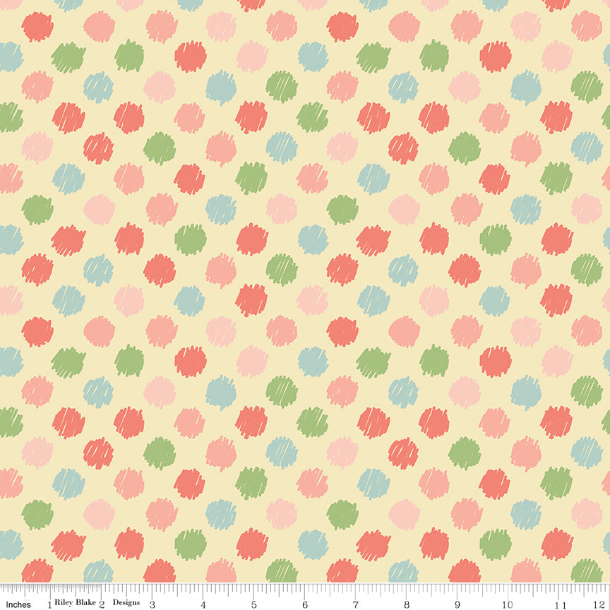 Love You to the Moon Dots Sunshine Flannel Yardage
