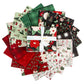fanned out Evergreen Wishes fat quarter bundle showing the variety of Christmas prints
