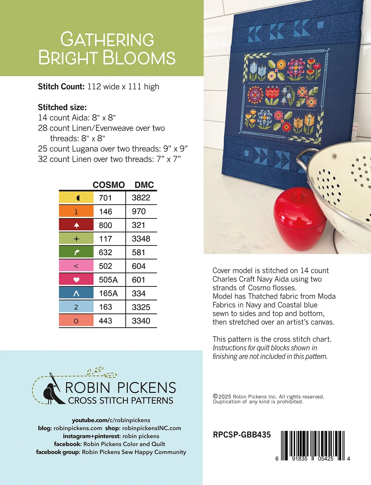 Gathering Bright Blooms Cross Stitch Printed Pattern