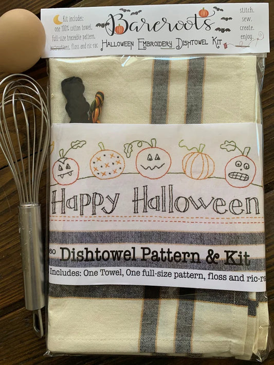 Bareroots Happy Halloween embroidery dishtowel kit