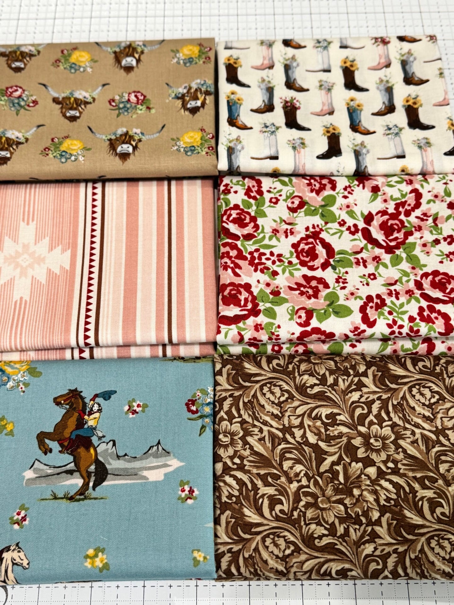 Cowgirl 6-Piece Fabric Bundle – Blue or Cream