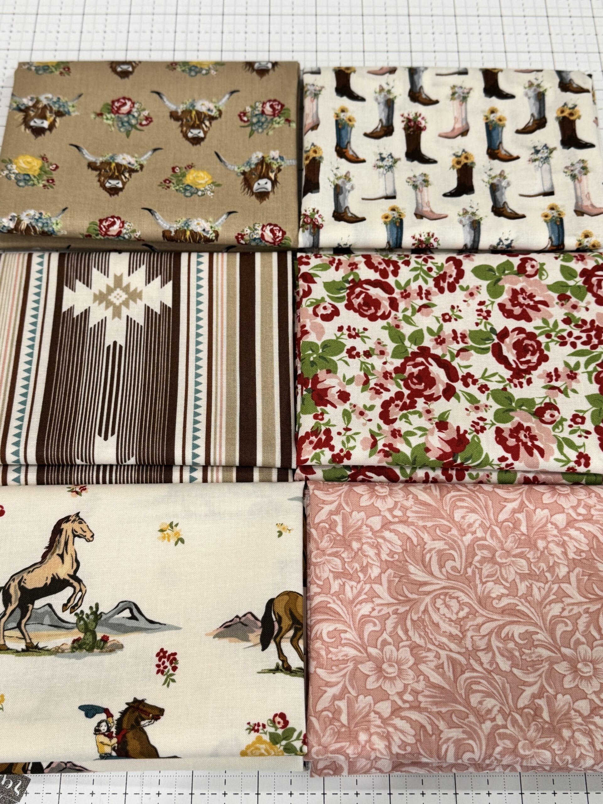 Cowgirl 6-Piece Fabric Bundle – Blue or Cream