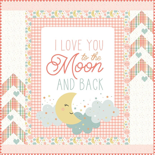 Love You to the Moon Coral Panel Quilt Kit