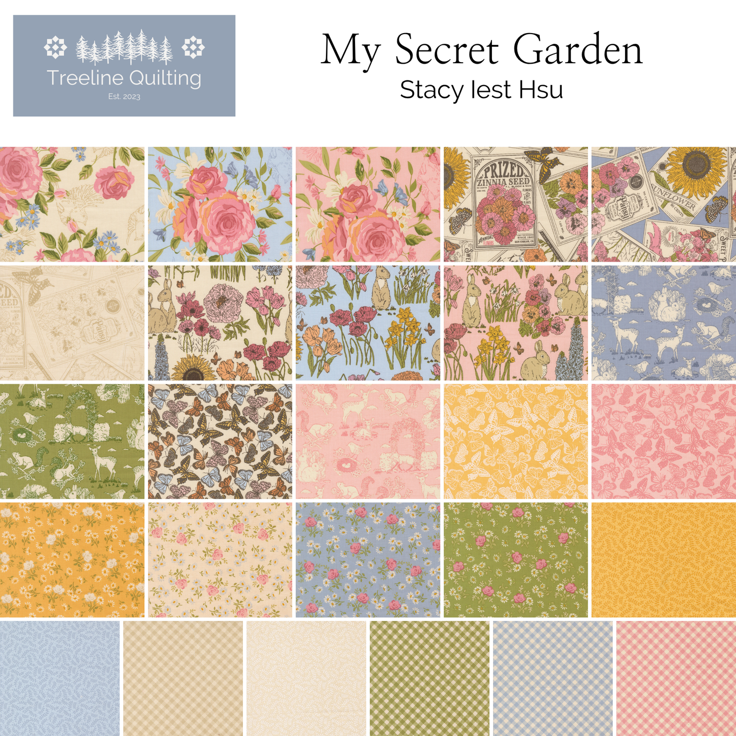 My Secret Garden Fat Quarter Bundle with Panel, 27 Pcs – Stacy Iest Hsu