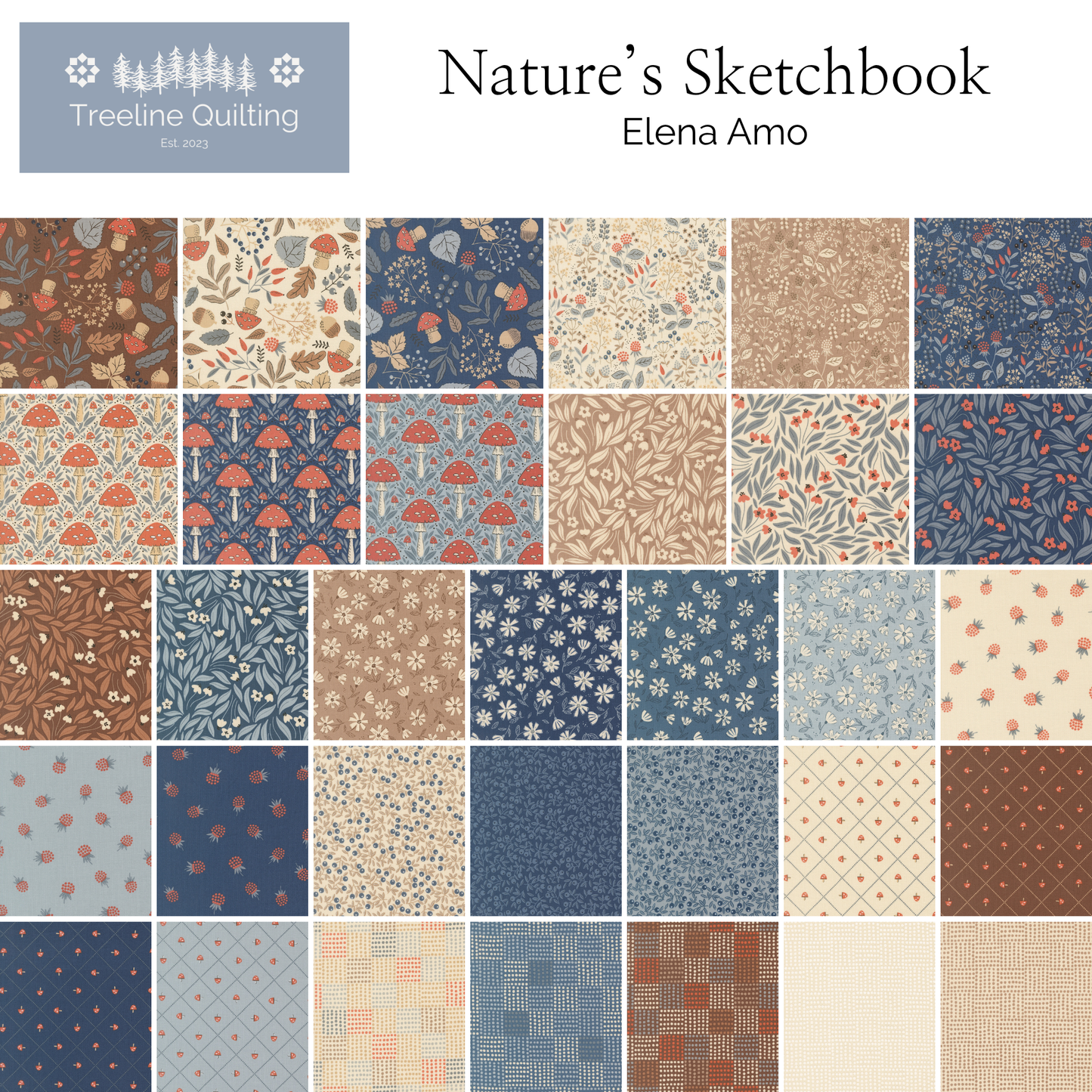 Nature’s Sketchbook Fat Quarter Bundle 33 Prints – Moda