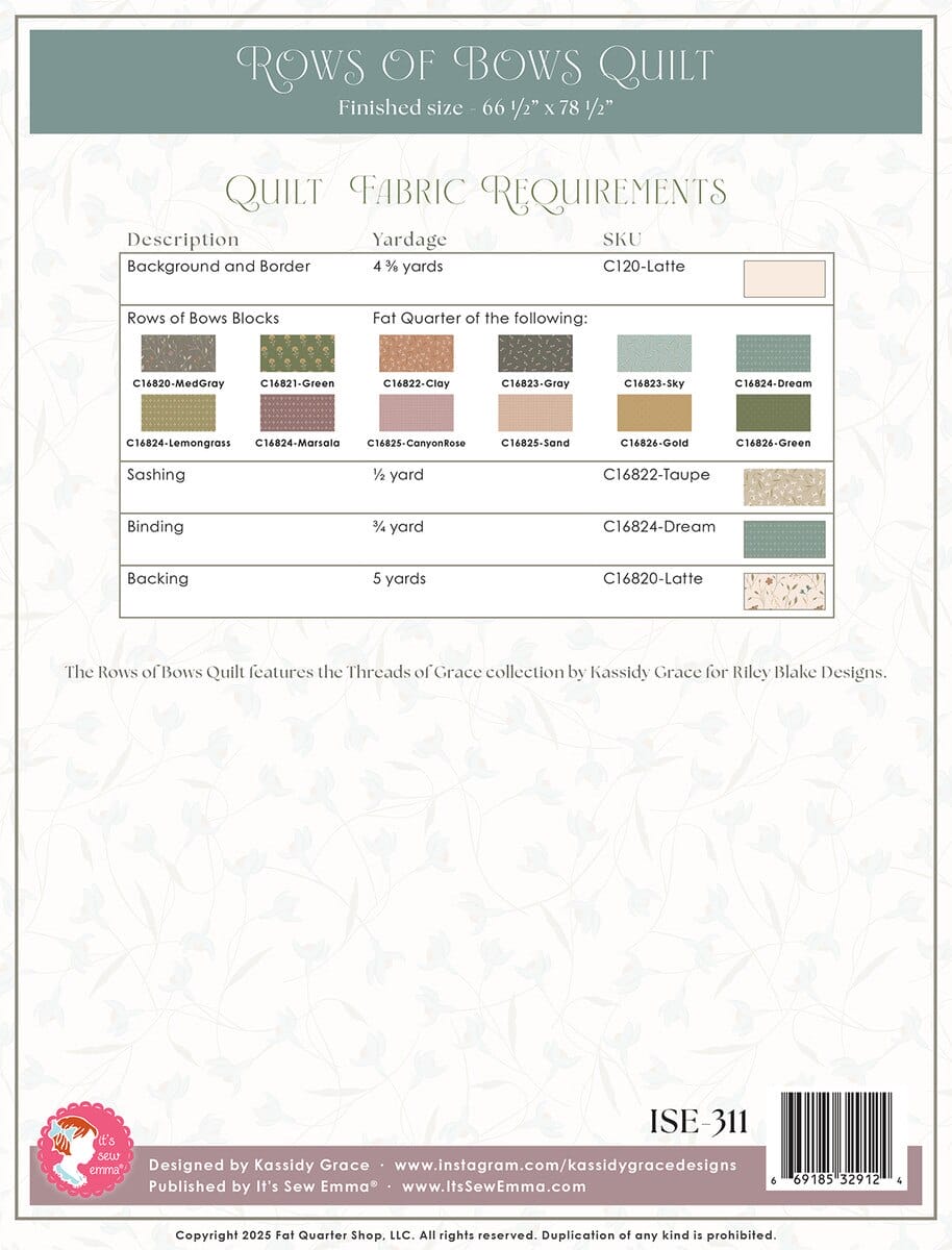Rows of Bows Quilt Pattern - Kassidy Grace