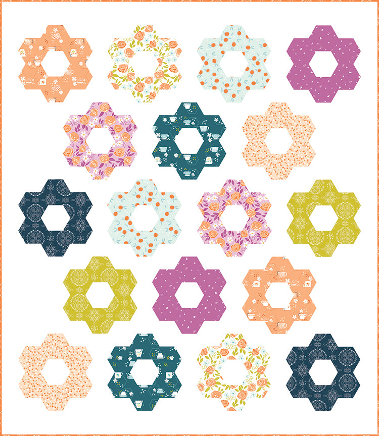 Hexie Blooms quilt mock up