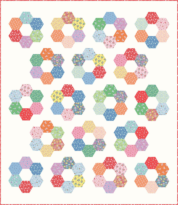 Hexie Blooms quilt mock up