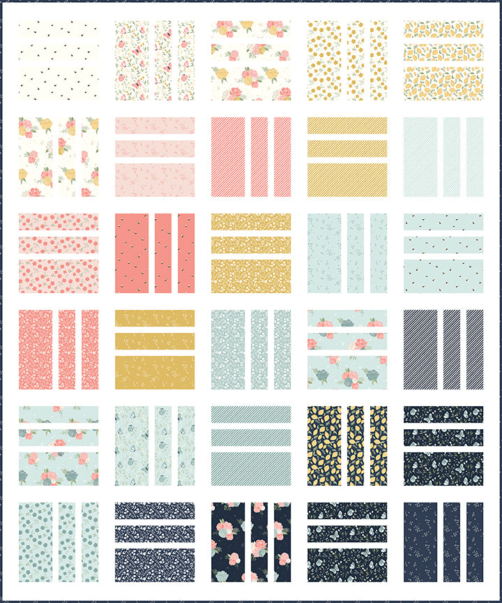 Finished Squared Up quilt featuring large patchwork squares arranged in a clean geometric design using coordinated fabrics.
