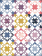 Finished Starly quilt featuring repeating star blocks arranged in a modern layout with coordinated fabrics on a light background.
