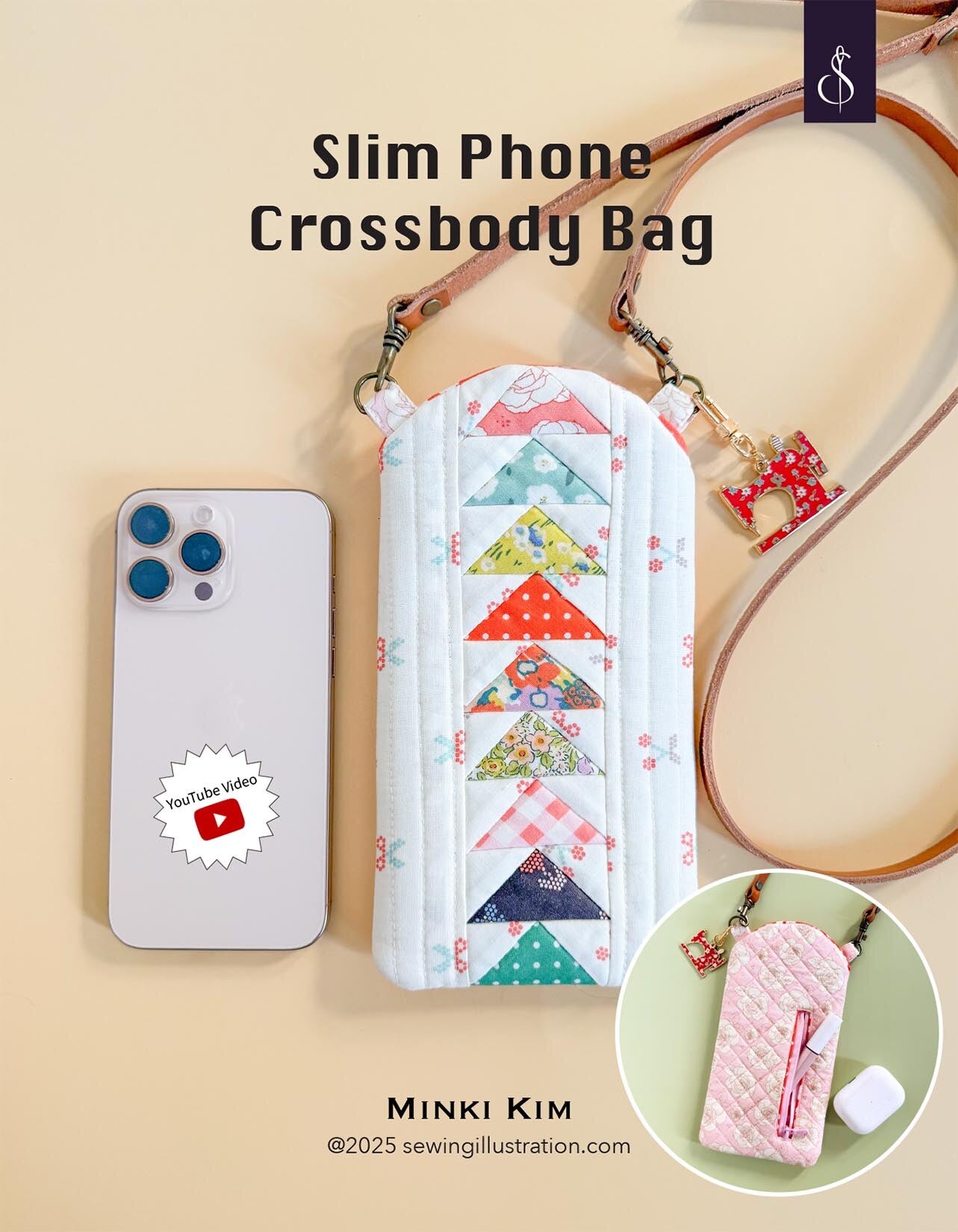 Minki Kim Slim Phone Crossbody Bag Pattern by Sewing Illustration