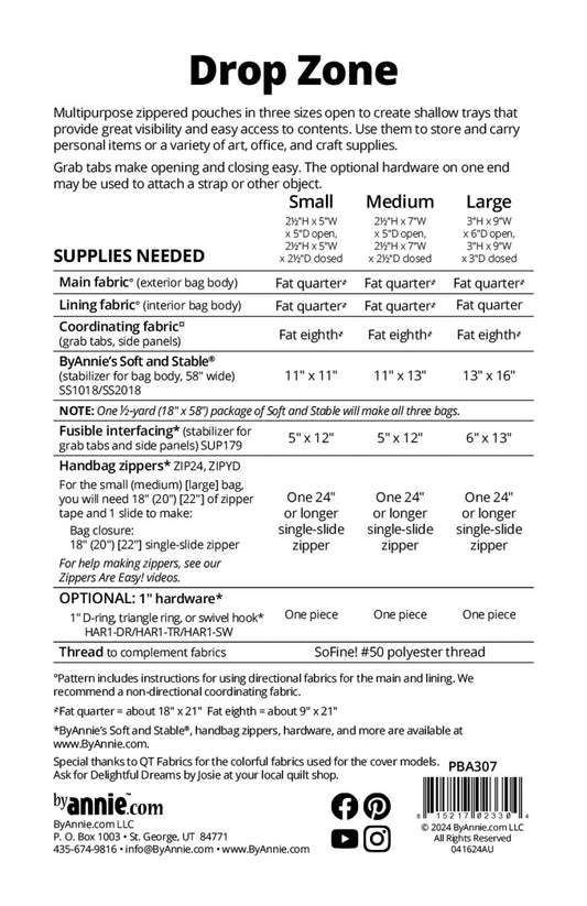 Drop Zone Pattern by By Annie fabric requirements
