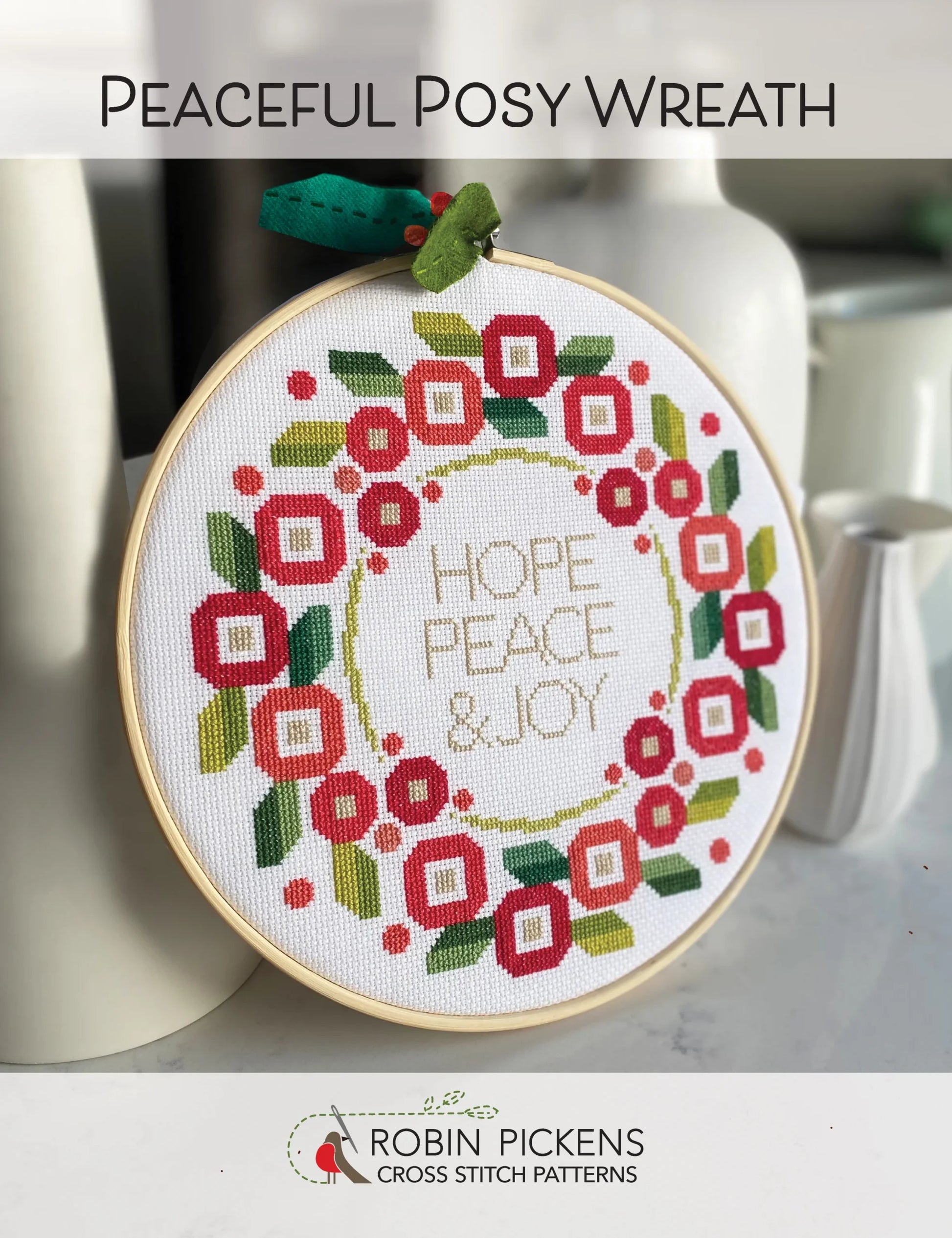 Peaceful Posy Wreath Cross Stitch Printed Pattern Booklet