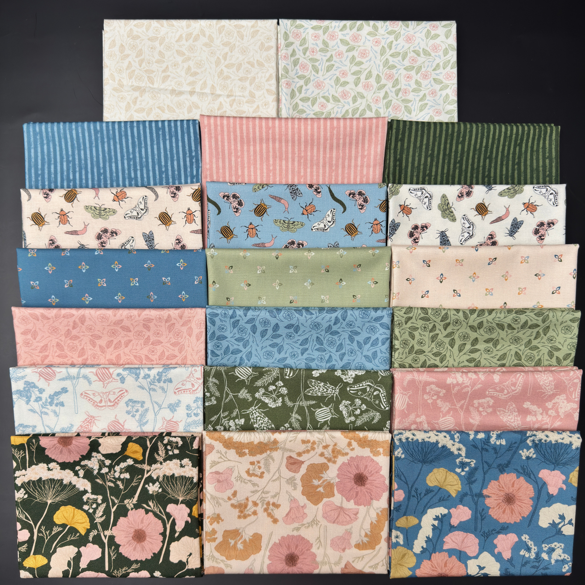 Full Petalush fabric collection by Kiley's Quilt Room for Moda 20 piece fat quarter bundle.  