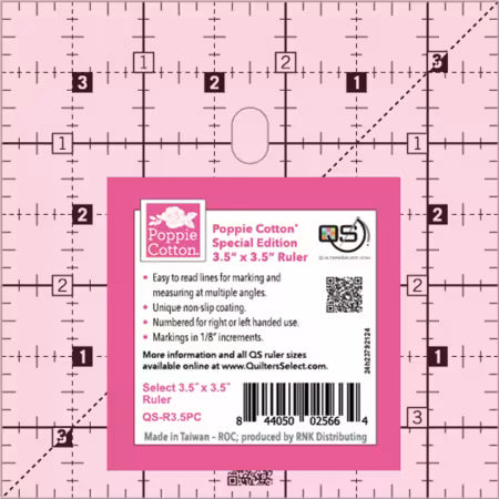 Quilter's Select Pink Poppie Ruler 3.5in x 3.5in