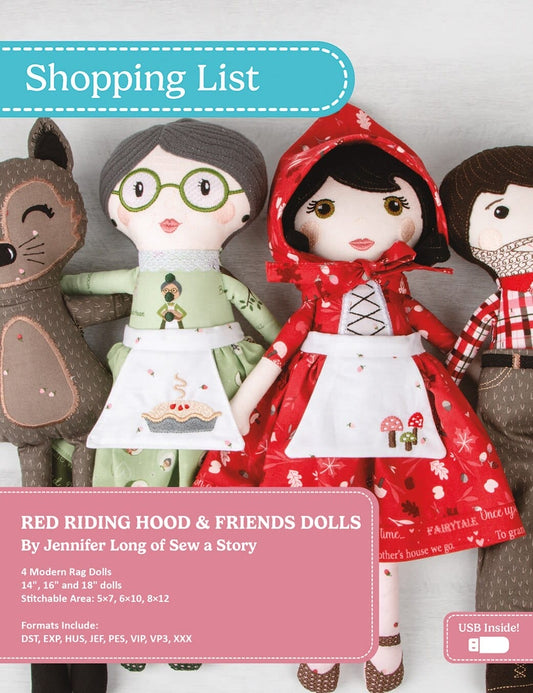Red Riding Hood & Friends Dolls - Machine Embroidery USB