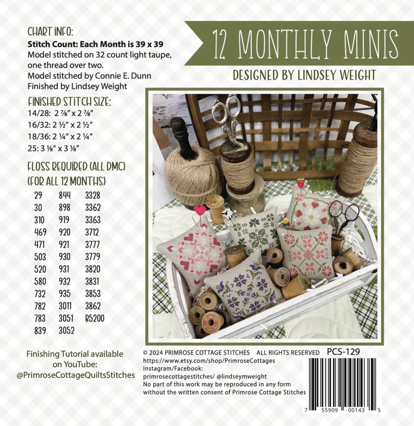 12 Monthly Minis Cross Stitch Pattern