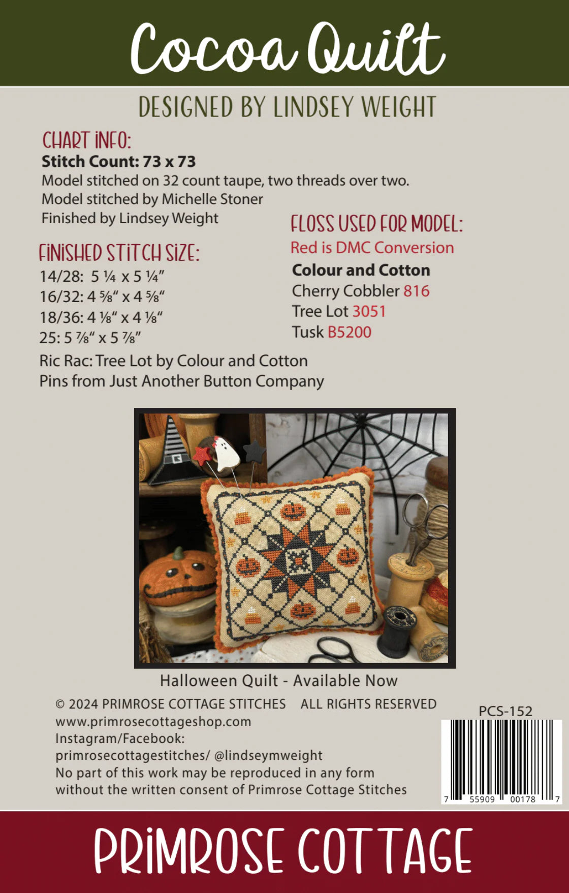 Cocoa Quilt Cross Stitch Pattern