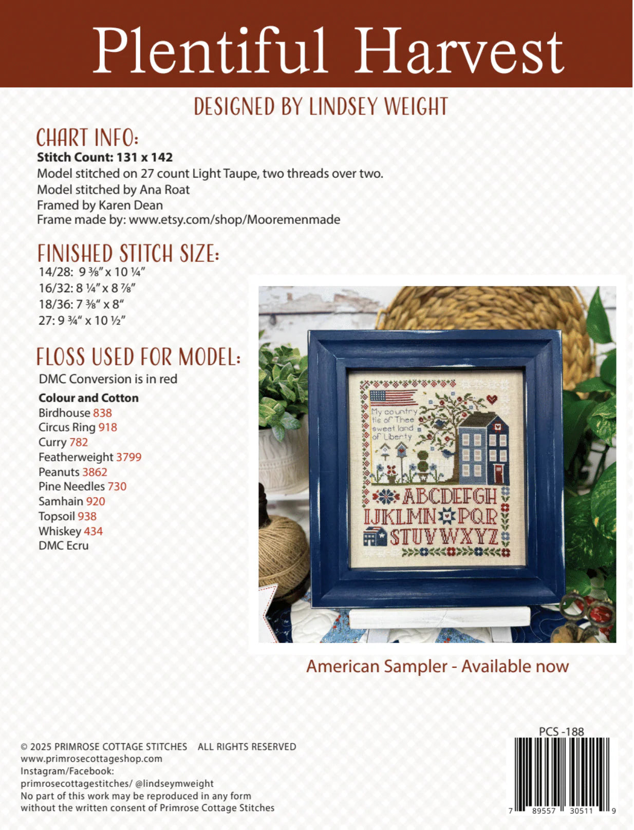 Plentiful Harvest Cross Stitch Pattern