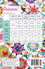 A sewing pattern cover page titled "Shimmer" showing a size and yardage chart for baby, throw, twin, queen, and king sizes. The page includes a colorful patchwork quilt pattern preview, fabric yardage requirements, construction details, and a barcode with the Cluck Cluck Sew brand.
