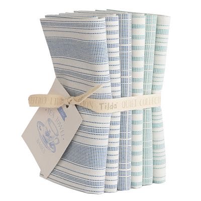 Tilda Woven Tea Towel Fat Quarter Bundle 6pc – Blue Teal