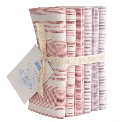 Tilda Woven Tea Towel Fat Quarter Bundle 6pc – Red Plum