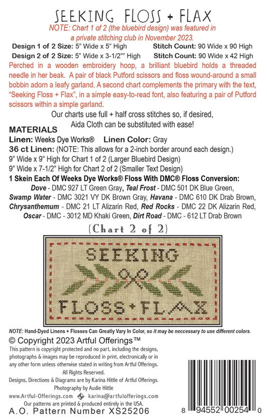Seeking Floss and Flax pattern back cover.