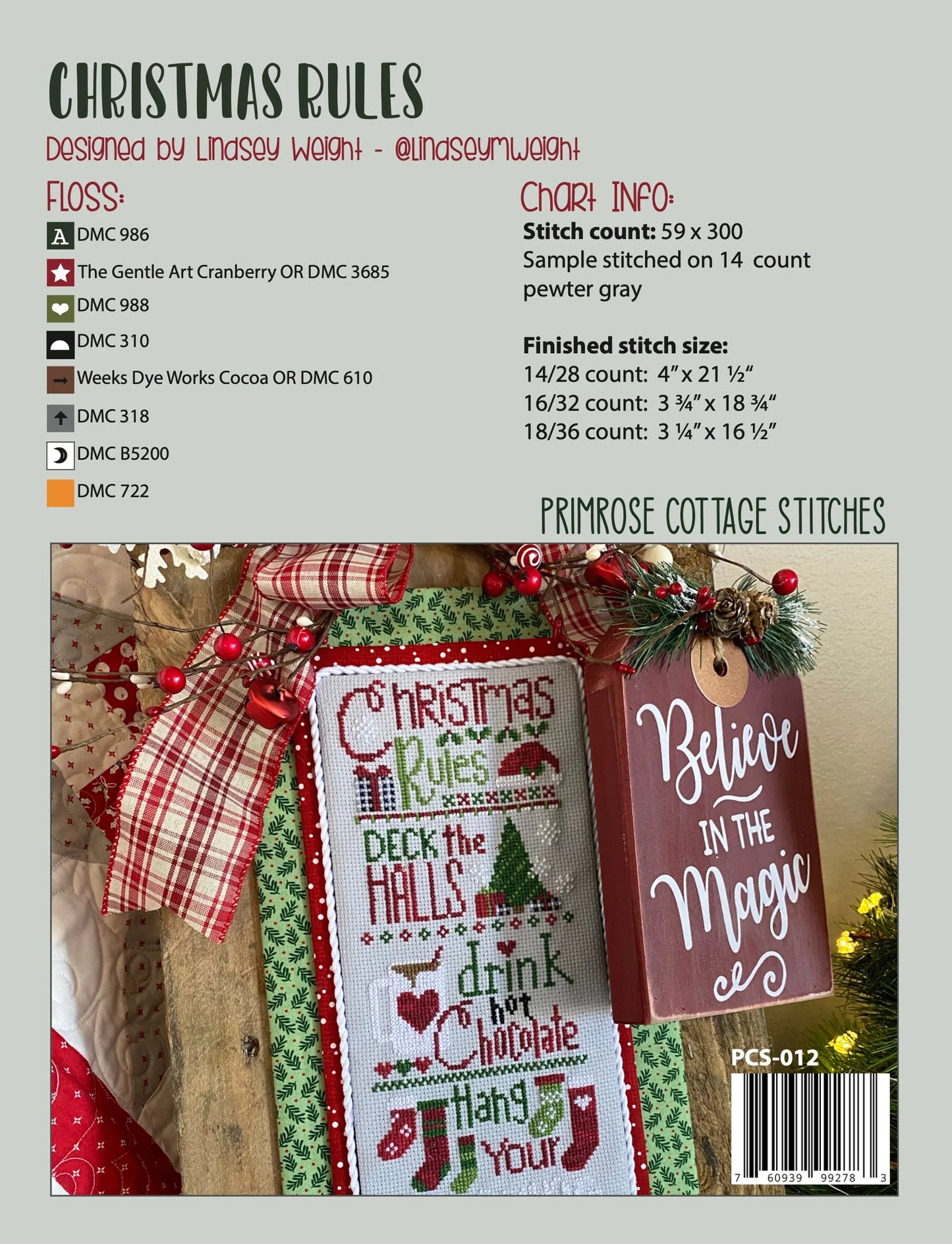 Christmas Rules Cross Stitch Pattern