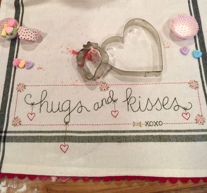 Hugs & Kisses Dishtowel Embroidery Kit – Bareroots