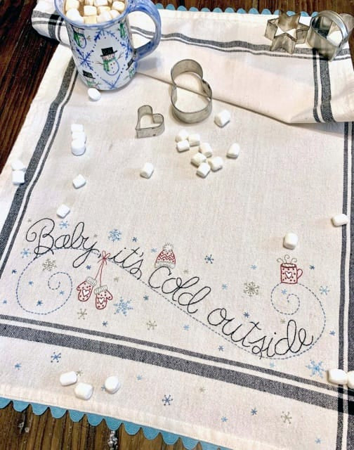 Baby, It’s Cold Outside Dishtowel Embroidery Kit – Bareroots